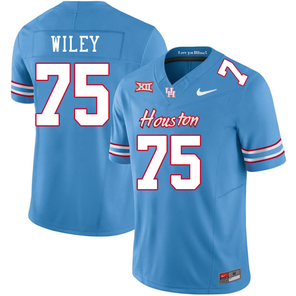 Men #75 Jake Wiley Houston Cougars College Football Jerseys Stitched-Oilers